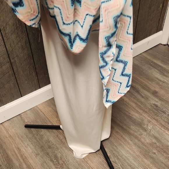 Lily Rose Cream and Blue Chevron Maxi Dress - Picture 6 of 15